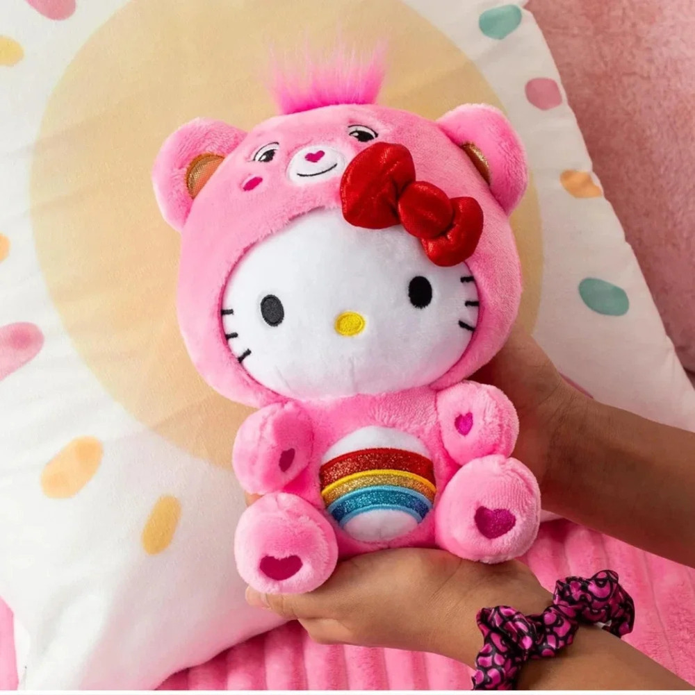 Care Bears Hello Kitty Dressed As Cheer Bear 8" Fun-Size Plush - Soft, Huggable